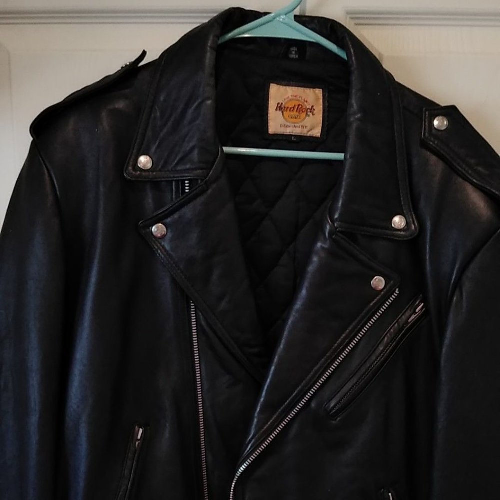 Hard Rock Cafe London Men's Leather Jacket- Size Lg